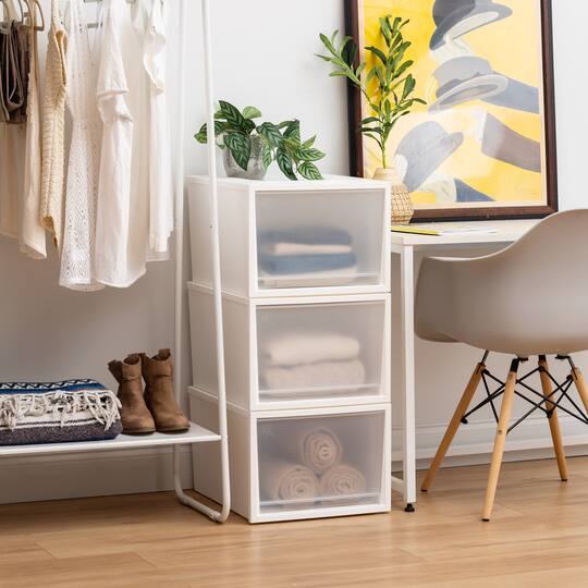 Iris® White Deep Box Chest Drawer, 3 Pack